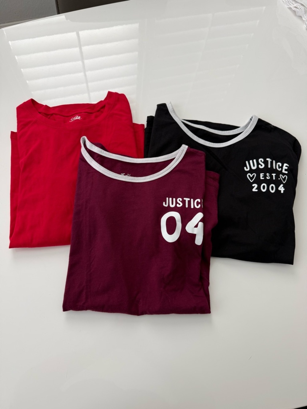 Justice Girls' Short & Long Sleeve Tees - Red, Maroon & Black